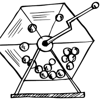 Getekende afbeelding in zwart/wit van een bingomachine