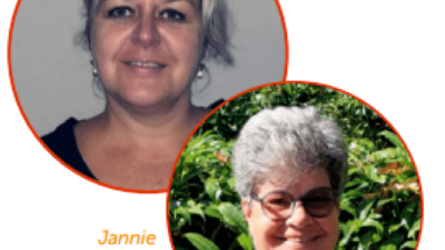 Afbeelding van Jannie en Carlo getoond als pasfoto in twee rondjes met namen ernaast. 
